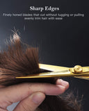 Professional Barber Hair Cutting Scissors, OriHea Haircut Thinning Shears Set with Fine Adjustment Tension Screw, Japanese Stainless Steel 6.5 inch for Hairdressing, Home Salon - Gold