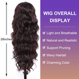 Long Wavy Wig Dark Wine Red 99j Synthetic Wigs for Black Women Long Synthetic NONE Lace Wigs 28inch Colored Hair Replacement Wavy Wigs