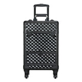 Yaheetech Black Makeup Case Rolling Train Case Lockable Cosmetic Trolley Spinner Wheels with Sliding Drawer