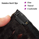 Feelgrace Clip in Hair Extensions Straight Hair for Women, 1B/30 Real Human Hair Double Weft Thick to Ends Clips ins Hair Extension, 1B/Brown Clip in Straight Hair Extension (18 inches)
