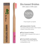 GoWoo 100% Natural Bamboo Toothbrush Soft - Organic Eco Friendly Toothbrushes with Soft Nylon Bristles, BPA-Free, Biodegradable, Dental Care Set for Men and Women, (Pack of 4, Adult, Rainbow)