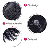 Gemily Afro Ponytail Extension Kinky Curly Long Black Synthetic Drawstring Hairpiece Natural Pony Tail Hair Wraps for Black Women