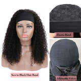 Curly Human Hair Wigs with Headbands Attached Deep Wave Wig 22”, Glueless Natural Black Wavy Wigs for Women Beginner Friendly, No Glue, No Gel