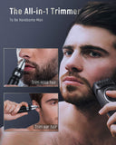 Beard Trimmer SUPRENT Adjustable Beard Trimmer, All-in-one Beard Trimmer for Men with Li-ion Battery, Fast Charge, Long-Lasting Use, 19 Built-in Precise Lengths, USB Charging, Nose Hair Trimmer