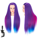 Mannequin Head 26"-28" Super Long Synthetic Fiber Hair Manikin Head Styling Hairdresser Training Head Cosmetology Doll Head for Cutting Braiding Practice with Clamp (92018WP0320)