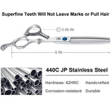 6 Inch Hair Thinning Scissors, 30 Teeth Thinning Shears for Women Texturizing Blending Shears with Engraved Ergonomic Offset Handle for Barber, Hairdresser, Men, Children, Kids