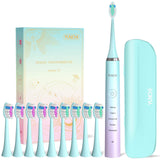Yunchi Y7 Sonic Electric Toothbrush, Portable Ultrasonic Tooth Brush with Timer, 5 Modes, 10 Brush Heads, 45 Days Long Lasting, IPX7 Waterproof for Adults & Kids - Mint Green