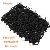 14 inch New Faux Locs Crochet Hair Soft Locs 1b Goddess Locs Crochet Braids for Black Women 100% Premium Fiber Synthetic Locs Extensions African Roots 6pc/Lot(14inch, 1b)