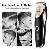 Beard and Hair Trimmer, Hizek Hair Clippers Professional Haircut Kit,Cordless Men's Trimmer with T-blade,3 Adjustable Speeds,LED Display,Blade Lubricating Oil and Guide Combs,for Family Use