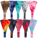 10 Pieces Tie Dye Bandana Headbands for Women Wide Elastic Boho Headbands Vintage Yoga Sports Hairbands Stretchy Turban Headwraps for Women Girls, 2 Styles
