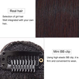 2PCS Wave Side Bangs Real Natural Human Hair Bangs Hair Piece, Clip In Bangs Wave Fringe Hair Extensions (Human Hair, Dark Brown)