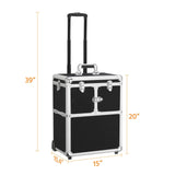 Yaheetech 19’’ Aluminum Trolley Makeup Case Rolling Beauty Cosmetic Lock Box w/Hand Black