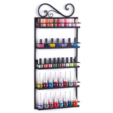 DAZONE DIY Mounted 5 Shelf Nail Polish Wall Rack Organizer Holds 50 Bottles Nail Polish or Essential Oils(Black)