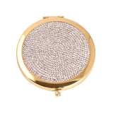 Luxurious Rhinestone Magnifying Compact Mirror 2X Magnification - 1X Mirror 2-sided,Handheld Magnified MakeUp Mirror for Purse, Pocket And Travel,Beauty Essentials (White, platinum-plated-base)