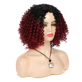Sallcks Short Afro Wigs for Black Women Wine Red Curly Kinky Fluffy Dark Roots Wig Halloween Cosplay Custome Synthetic Full Wig