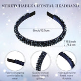 4 Pieces Crystal Rhinestone Headbands Shiny Non-Slip Beaded Hairband Bling Bling Hair Bands Hair Accessories Hair Decoration for Women Girls (Purple, Black, Champagne, Navy Blue, 1.2 cm/ 0.5 Inch)