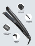 KIPOZI Ceramic Hair Straightener Flat Iron for Hair with Ergonomic Handle, Ionic 2 in 1 Curler and Straightener Dual Voltage Travel Size LED Display, 1 Inch Black
