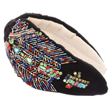 Embroidered Headband For Woamn Hand Sewing Beaded Wide Elastic Hair Hoops Bohemia Boho Knotted Turban Headband Hairband Hair Accessories (muticolor beaded)