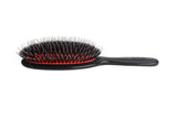 Shine & Condition Hair Brush | 100% Natural Bristle + Nylon Pin | High Polish Acrylic Handle | Large Oval | Jet Black Finish | Model 52 - JTB