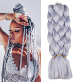 Lisshow Braiding Hair 24inch 100g Synthetic Jumbo Braids Hair Extensions High Temperature Fiber 3Piece/Lot (Grey)