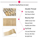 14 Inch Remy Clip in Hair Extensions 100% Human Hair 60g Thin Standard Weft 8 Pcs Clip on Human Hairpieces Medium Length Silky Straight Hair for Women Beauty #613 Bleach Blonde
