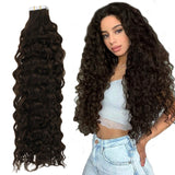 RUNATURE Pony Tail Hairpiece Human Hair Extensions 16 Inches Brown Wrap Around Ponytail Hair Extensions Real Hair with Clip 80g