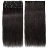 12 inch 75g Clip in Hair Extensions Human Hair 100% Double Drawn Human Hair Extensions 8 Pieces Thick To The End #1B Natural Black