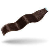HAIRREAL Tape in Hair Extensions Remy Human Hair Seamless Skin Weft Straight Hair 50g/Pack 18 Inch 20Pcs Hairpiece 4# Medium Brown