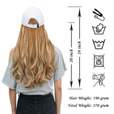 XBwig Hats With Hair Attached For Women Synthetic Wig Hat Long Wavy Adjustable Wave Hairpiece White Baseball Cap With Hair Extensions With Magic Paste Ginger Brown Mix Bleach Blonde