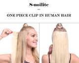 S-noilite 20Inch One Piece Clip in Human Hair Extensions Invisible 5 Clips Clip on Hair Extension Remy Hair 50g 3/4 Full Head Long Silky Straight For Women Gifts #6 Light Brown
