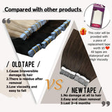 Tape in Hair Extensions Human Hair Moresoo Tape Hair Extensions 60g/40pcs Balayage Hair Extensions Brown Remy Natural Hair 12 Inch Tape in Human Hair Extensions Dark Brown Highlight with Medium Brown
