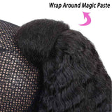 Seelaak Yaki Kinky Straight Human Hair Wrap Around Ponytail Hair Piece with Clips Magic Paste Binding Pony Tail Hairpiece for Women 100g/set (20inch)