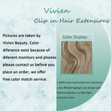 Human Hair Clip in Extensions Blonde 18 inch Vivien Highlight Light Brown to Platinum Blonde Full Head Remy Human Hair Clip in Human Hair Extensions Double Weft Thick Ends 7pcs 120g