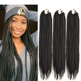 18inch Brown Box Braids Crochet Hair Medium Size Synthetic Hair Crochet Braids Kanekalon Braiding Hair Extensions 24 Strands/Pcs(#4)