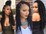 6Packs Goddess Locs Crochet Braids Black Wavy Faux Locs Crochet Hair Curly Ends Dreadlocks Synthetic Braiding Hair Extensions (18" 6Packs, 1)