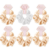Bridesmaid Scrunchie 6 Pack Hair Ties For Bridal Party Gifts, Bachelorette Party Favors Bridesmaid Proposal Gifts To Have and To Hold Your Hair Back(1Pcs White 5 Pcs Champange)