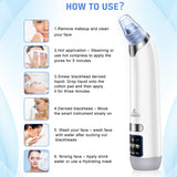 Blackhead Remover Vacuum, Pore Sucker Pimple Extractor Blackheads Vacume Suctioner Face Cleaner Tool Acne Whitehead Black heads Removal Kit with 4 Suction Probes & Heating Compress - USB Rechargeable