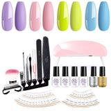 SEXY MIX Gel Nail Polish Kit with Nail Light, Soak Off Gel Nail Polish 4 Colors with Base and Top Coat, Mini 6W Nail Lamp Manicure Tools Gel Nail Kit