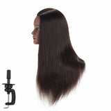 Hairginkgo Mannequin Head 24-26" Human Hair Manikin Head Hairdresser Training Head Cosmetology Doll Head for Styling Dye Cutting Braiding Practice with Clamp Stand (92018B0218)