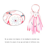 AWAYTR Hippie Headband Feather Dreamcatcher Headdress Boho Headwear Native Headpiece Hippie Feather Hair Accessories (Pink-2)
