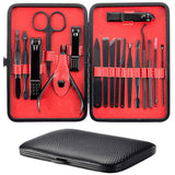 Manicure Set, Bihuo 18 In 1 Stainless Steel Professional Pedicure Kit Nail Scissors Grooming Kit - Black Portable Travel Nail Manicure/Pedicure Tools kit for Men and Women (Red)