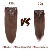 22 Inch Hair Extension Brown to Blonde Clip in Human Hair Extensions 120g 7pcs Thicken Double Weft Full Head Straight Ombre Balayage Clip on Real Remy Extensions
