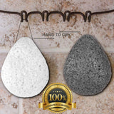 Konjac Facial Sponge (6 Pack) Individually Wrapped Pure (White), Bamboo Charcoal (Black), and Turmeric (Yellow) Konjac Drop Shape Sponges Offer a Gentle Cleansing Experience for Softer Skin