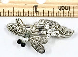 12 Pieces Set Dragonfly Style Crystal Barrette With Silver Color Metal Clip 5 Different Crystal Color
