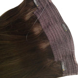 18"/18 Inch Balayage Ombre Halo Human Hair 100g Medium Brown Fading to Platinum Blonde Straight Halo Real Hair Extensions Remy Hair