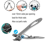 Nail Clipper Set,15mm Wide Jaw Opening Sharp Fingernail Clippers Toenail Clippers Nail Clippers for Thick Toenails or Tough Fingernails,Good Gift for Men and Women, Seniors,Stainless Steel 2Pcs
