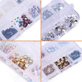 36Pcs Nail Art Decoration Kit, Nail Rhinestones Set Multi-size Jewels Metal Nail Rivets Studs Colorful Nail Art Supplies, Nail Art Striping Tape & Striping Roller Box