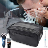 Loteaf Toiletry Bag for Men PU Leather Water-Resistant Travel Toiletry Bag Organizer Dopp Kit for Toiletries Accessories (Black)