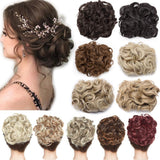 Short Messy Curly Dish Hair Bun Extension Easy Stretch hair Combs Clip in Ponytail Extension Scrunchie Chignon Tray Ponytail Hairpieces for women - ash blonde