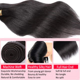 Brazilian Human Hair 1 Bundle 14 Inch Long Straight Unprocessed Virgin Hair Sew in Single Hair Weft Weaves Extensions 100g/bundle #1B Natural Black